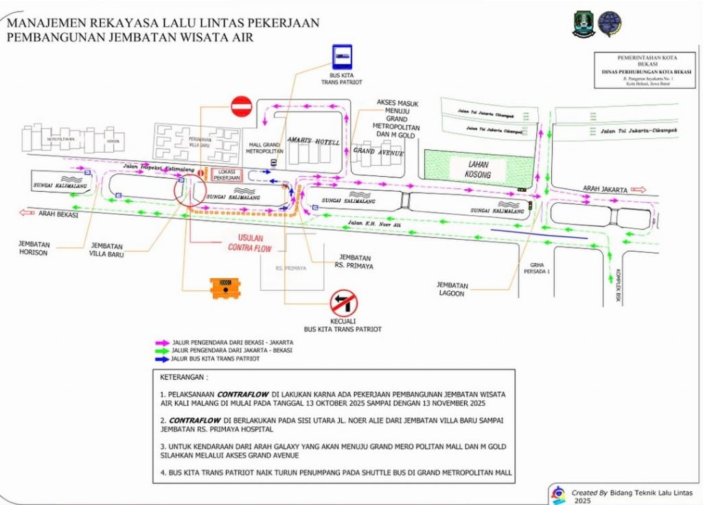 Rute Contraflow Kalimalang Bekasi